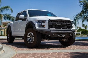 Ford F-150 Raptor Bumper - Front - Addictive Desert Designs - Stealth Fighter with Winch Mount - Hammer Black Powder Coat finish with Satin Black Panels - `17-`18